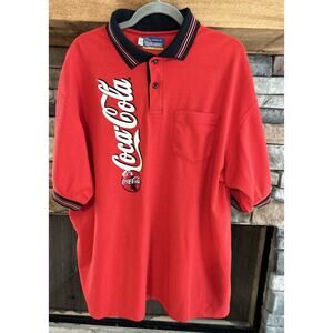 Men’s Riverside 90’s COCA COLA Red Polo Uniform Short Sleeve Shirt Sz XL *B7
